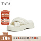 他她（TATA）云朵拖鞋黑色厚底一字帶女鞋外穿松糕底涼拖新款WBS01BT3 米白 35