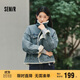 森馬（Semir）牛仔外套女拼接仿兔毛翻領(lǐng)寬松港風(fēng)冬季落肩夾棉夾克103724108001