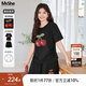 MsShe【重工刺繡巨顯瘦套裝】大碼女裝2025夏季胖mmT恤短褲兩件套 黑色現貨 3XL