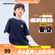 Converse匡威兒童裝男童長袖T恤秋季假兩件上衣華夫格撞色拼接寬松圓領(lǐng)t恤 藏青藍(lán) 140 /68 【建議身高128-140cm】