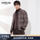 callisto【羊絨羊毛進(jìn)口面料/手工雙面毛呢夾克】春秋男保暖格紋外套短款 咖啡色 XL (52碼）