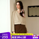 Olrain歐芮兒法式小香風(fēng)短外套女春裝新款通勤百搭V領(lǐng)上衣 燕麥色 M