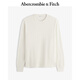 Abercrombie & Fitch美式復古舒適百搭純色華夫格圓領(lǐng)長(cháng)袖T恤25春季男裝124-4532 象牙白 L (180/108A)