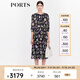 PORTS寶姿商場同款2022早秋新款女裝“似錦繁花”印花靈動連衣裙 丈青印花 S (4)