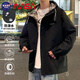NASA BASE外套男春秋季2026新款休閑連帽夾克男裝寬松加絨冬裝沖鋒上衣服潮 2521黑色（春秋） L /110-125斤