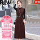 Rewi奢侈高檔品牌連衣裙女2025秋季新款馬甲背帶氣質(zhì)修身打底套裝裙子 咖色 【高端禮盒】 L 【建議105-115斤】