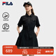 FILA 斐樂(lè )官方女裝梭織工裝連衣裙2025夏季新款時(shí)尚涼感防曬收腰裙子 正黑色-BK M 165/84A/M