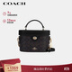蔻馳（COACH）【品牌直供】女士KAY斜挎單肩手提盒子包胡桃木拼黑色CBQ35