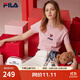 斐樂(lè )（FILA）官方女士短袖T恤夏印花運動(dòng)女裝針織短袖套頭衫小熊T刺繡上衣 麥町粉-PK XS 155/76A