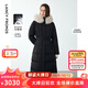 朗姿【王楚然同款】霍爾多巴吉鵝絨狐貍毛領女冬季新款羽絨服 黑色 M