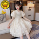 G.duck小黃鴨女童連衣裙夏裝時(shí)髦款兒童高端氣質(zhì)公主裙大童女孩蛋糕裙子 JF2301蛋糕連衣裙【米白色】 150 cm(150cm)
