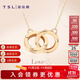 謝瑞麟（TSL）18K金項鏈女款雙環(huán)玫瑰金彩金項鏈送女友BC152 45cm K黃-項鏈