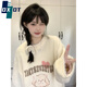 DXOT韓系可愛(ài)套頭毛衣寬松2025年新款冬季慵懶糯仿水貂針織衫毛茸茸款 白色  M 96-110斤