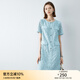 顏域蕾絲短袖連衣裙女夏季2024新款小香風(fēng)優(yōu)雅氣質(zhì)中長(cháng)款圓領(lǐng)裙子 淺藍 M/38