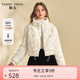 糖力【商場(chǎng)同款】冬季新款保暖環(huán)保獺兔皮草羽絨內(nèi)膽短外套女 杏色 S