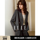 ELLE法式高級感正肩西裝女高級感2025秋季新款通勤感氣質(zhì)職業(yè)西服 深灰（上裝） L