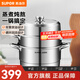 蘇泊爾（SUPOR）蒸鍋304不銹鋼三層復(fù)底多用蒸魚(yú)家用蒸籠電磁爐燃?xì)馔ㄓ?歐式蒸鍋 3層 34cm