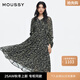 moussy 【劉亦菲同款】南法度假風(fēng)碎花浪漫優(yōu)雅連衣裙028ISX33-3711 020黑色 S