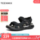 天美意男涼鞋商場(chǎng)同款戶(hù)外運(yùn)動(dòng)透氣魔術(shù)貼男沙灘鞋 黑色 40