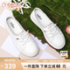 金利來（goldlion）女鞋休閑板鞋圓頭舒適平底耐穿免系帶小白鞋 668220189白杏38