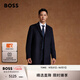 BOSS博斯 【90%羊毛】男士修身長款毛呢羊毛羊絨混紡大衣 404-深藍(lán)色 L (50)