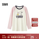 森馬（Semir）史努比印花長(zhǎng)袖t恤女中長(zhǎng)款插肩袖撞色內(nèi)搭2024秋新款寬松上衣 紅白色調(diào)00361 M 160/84A