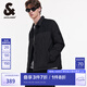 杰克·瓊斯（JACK&JONES）男裝衣服秋冬燈芯絨拼接輕薄羽絨服男短款夾克襯衫式外套男士保暖 E40 黑色 XL 185