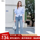 百圖betu女裝2025夏季新款襯衫不對(duì)稱收腰設(shè)計(jì)條紋氣質(zhì)上衣女2507T29 藍(lán)色 M