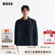 BOSS博斯【七夕節(jié)禮物】男士25年春季新款徽標(biāo)貼飾寬松外套襯衫 404-深藍(lán)色 L