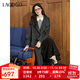 LAGOGO全羊毛北歐畫(huà)報深灰長(cháng)款大衣女拉谷谷2025冬新款雙面呢外套 深灰色 L