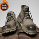 馬丁靴男秋季真皮高幫鞋英倫風(fēng)厚底情侶大黃靴透氣休閑中幫工裝靴 卡其色《加絨版》 36 《女碼》 標準運動(dòng)鞋碼