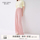 秋水伊人簡(jiǎn)約百搭垂感直筒休閑褲夏季新款女松緊高腰拖地長(zhǎng)褲 橡皮粉 S