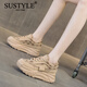 SUSTYLE奢侈高端品牌高檔老爹鞋女春季2025新款透氣輕便經(jīng)典休閑運動(dòng)女鞋 駝色（單鞋） 36