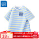 真維斯（Jeanswest）男童t恤短袖夏季新款兒童條紋?；晟朗孢m夏裝男孩夏天休閑上衣潮 藍 J棒球運動(dòng) 110 cm