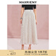 MAXRIENY【雅貴日常-商場(chǎng)同款】復(fù)古優(yōu)雅感壓褶高腰半身傘裙 黑白波點(diǎn) M 02/36