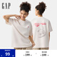 Gap女裝2025春季新款純棉logo印花短袖T恤寬松休閑上衣727407 米色 XL (175/92A) 亞洲尺碼