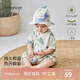 babylove【清倉】嬰兒連體衣男女寶寶夏季薄款衣服哈衣爬爬服系帶外出服 枝頭自在 66cm