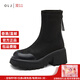 OLJ奢侈高端品牌女鞋厚底馬丁靴秋季新款通勤時(shí)尚氣質(zhì)百搭粗跟瘦瘦靴 黑色 37