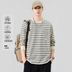 班尼路 BALENO美式潮牌圓領(lǐng)條紋衛衣男士長(cháng)袖T恤秋季2025新款打底衫上衣 白色 L
