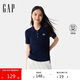 GAP女裝2025春季新款刺繡logo短袖polo領針織衫學院風上衣729137