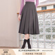 香影灰色百褶a字半身裙女高腰2024秋冬新款裙子中長(cháng)顯瘦過(guò)膝傘裙 灰色 M