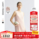 朗姿2025夏季新款無(wú)袖圓領(lǐng)連衣裙女直筒重工釘珠優(yōu)雅通勤都市裙子 淡粉色 L