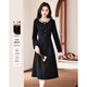 似水年華25冬設計感高級修身減齡優(yōu)雅氣質(zhì)顯瘦小個(gè)子連衣裙 99黑色 S