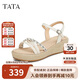 他她（TATA）氣質(zhì)坡跟涼鞋女2025夏UQA01BL5 米白 38