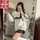 JEZE美式復古圓領衛(wèi)衣女春秋薄款設計感小眾學院風無帽套頭上衣 米灰色【加絨款】【z】 M 【建議80-105斤】