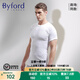 百富（BYFORD）男士圓領(lǐng)打底衫棉針織內(nèi)衣短袖T恤男通勤打底上衣休閑汗衫MW8824 MW8821白色-圓領(lǐng)-無(wú)LOGO收身 L