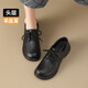 ZHR頭層羊皮革樂(lè )福鞋女春秋軟厚底小皮鞋通勤兩穿工作單鞋EQ19黑色38
