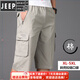 JEEP SPIRIT吉普夏季男七分褲多口袋短褲寬松薄款休閑工裝褲純棉中褲中老年 淺灰815款5兜 6XL 195-210斤穿
