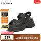 天美意一字帶涼鞋商場(chǎng)同款蓬軟運動(dòng)時(shí)尚女鞋2025夏新款 黑色 36