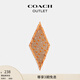 蔻馳（COACH）新款奧萊女士經(jīng)典標志復古橙子印花桑蠶絲菱形圍巾 棕黃色/橙色